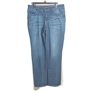 Faded Glory Straight Jeans Womens 16 Mid Rise Medium Wash Stretch Denim